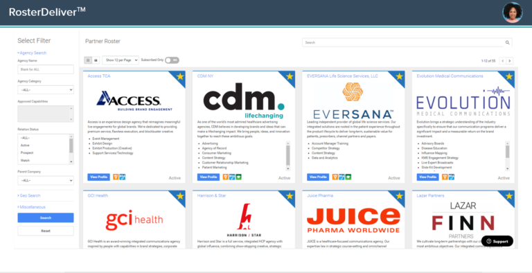 Agency Roster Map of agency supplier relationship management software